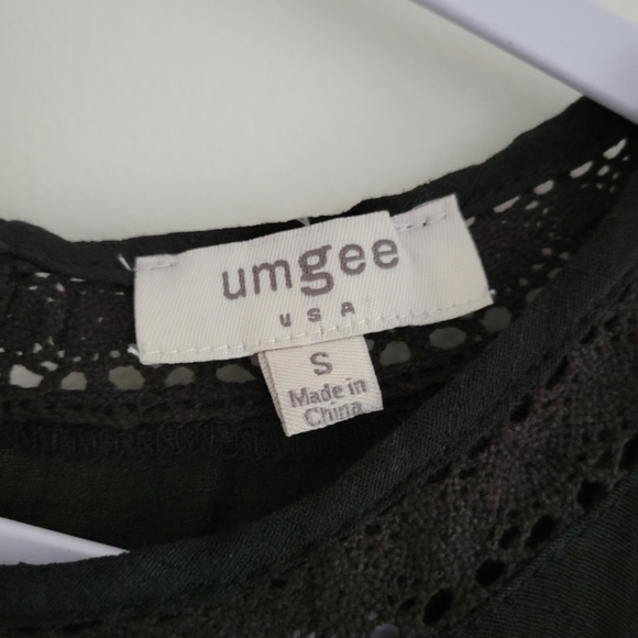 UMGEE Floral Embroidered Gauze Cotton Cold Sleeve Sheer Blouse Top S - Picture 8 of 9